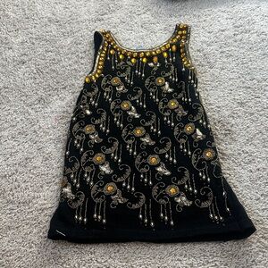 Embellished Black and Gold Tank Top